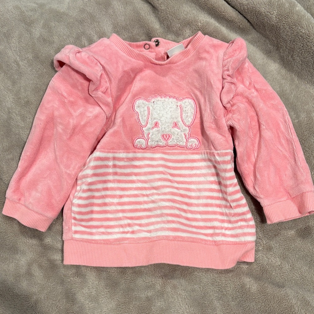 Little Me Pink Puppy Striped Sweatshirt